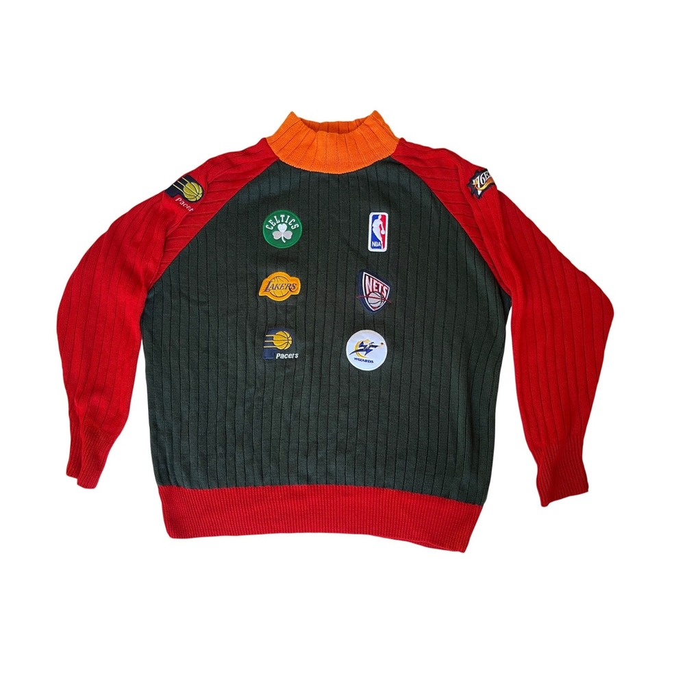 VTG 90s NBA Basketball Sweater Embroidered Team Patches